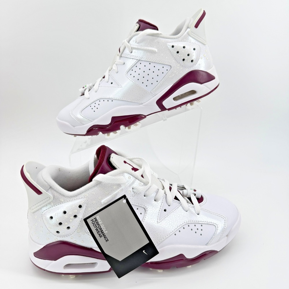 Nike Air Jordan Retro 6 G NRG M23 Golf Shoes Men's Size 9 White Low Bordeaux